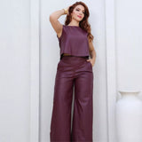 Conjunto Pantalona Couro Fake